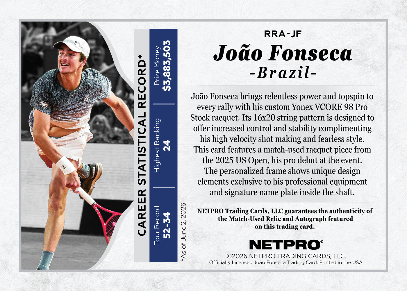 Racquet Relic Nameplate Autograph back