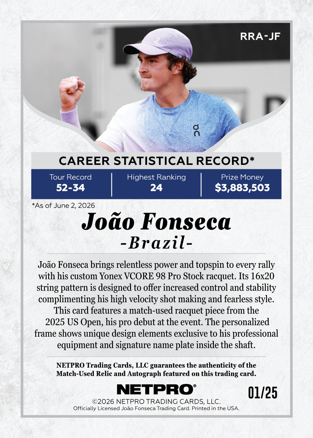 Racquet Relic Autograph back